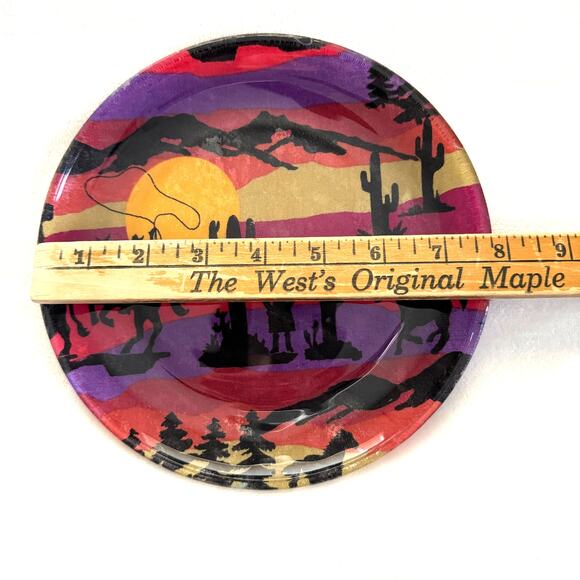 Western Cowboy Cowgirl Saguaro Cactus Sunset Decorative Appetizer 8" Plate - Picture 3 of 5